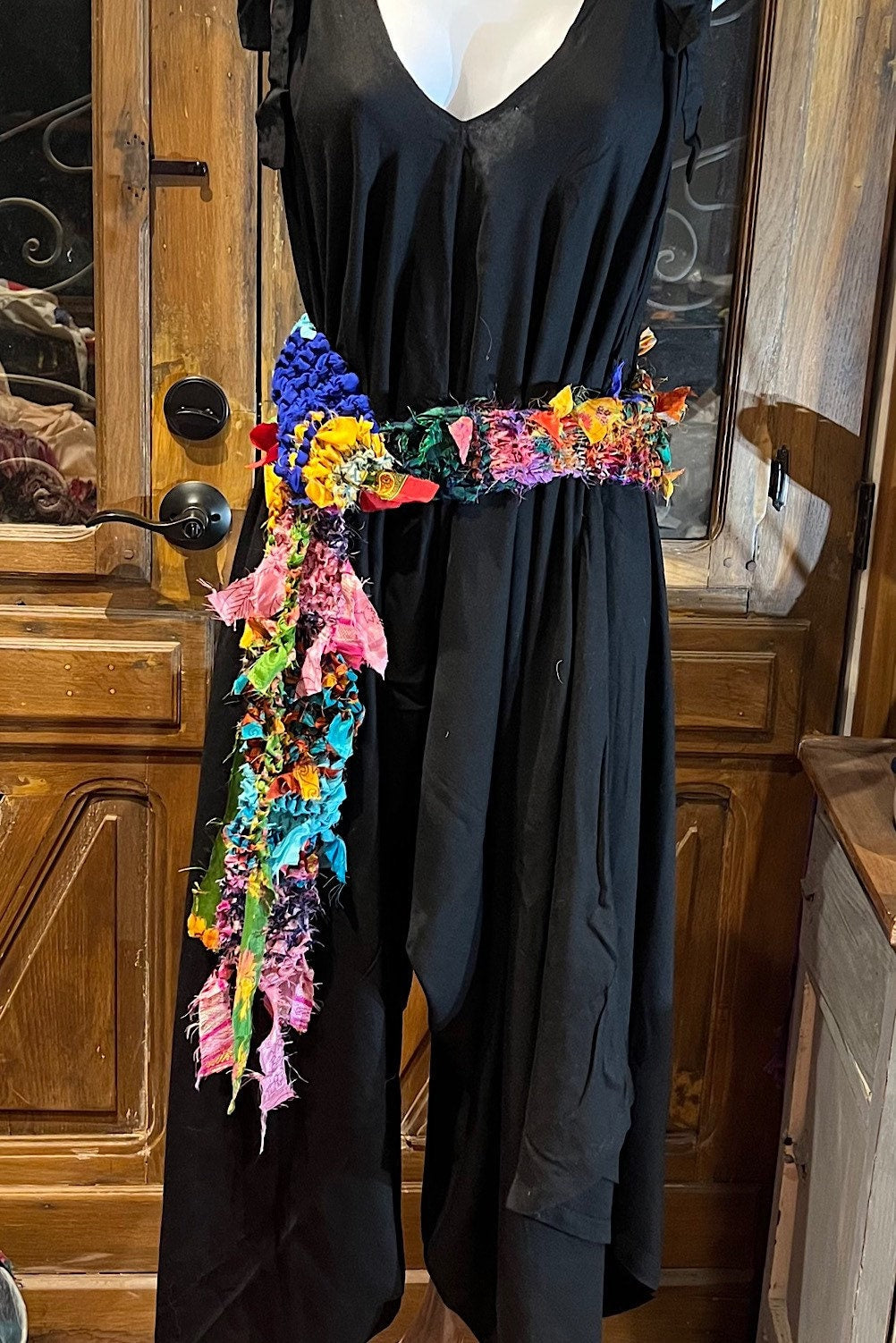 Boho festival Fringe Belt Scarf, bohemian silk Recycled vintage silk sari Fabric ribbons, Hippie Hand Knitted Belt, Boho Hippie Clothing