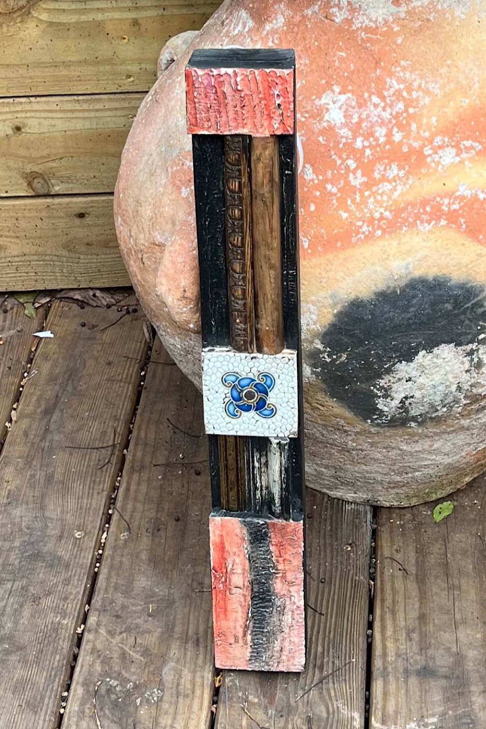 Wall totem Art, Totem Art, Reclaimed Wood Wall modern totem Rustic Mix Media, Sculpture Geometric Abstract County Cabin Farmhouse Beach Art
