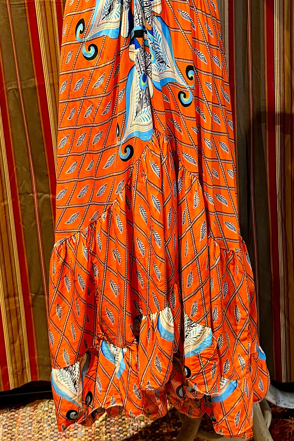 Boho Ruffle Long Dress, Hippie Dress, Open back Dress, Bohemian Festival Ethnic Dress, Boho Chic Dress, Beach Halter Ruffle Gypsy Dress