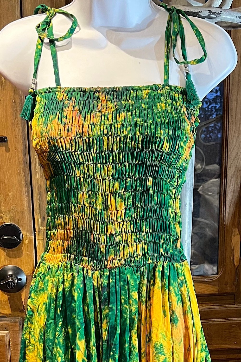 Bohemian Dress,  Tie Dye Vintage Sari Silk Bohemian Boho Chic Festival Ethnic Hippie Summer dress, Gypsy Dress, Fairy Beach Boho Dress,