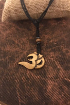 Carved Bone Pendant Necklace/ Chakra Necklace/ BoHo Bone Necklace/ Om Pendant/ Festival Jewelry/ Bone Pendant/ Spiritual Jewelry Gifts