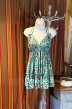 Boho Short Ruffle Dress, Hippie Dress, Open back Dress, Bohemian Festival Ethnic Dress, Boho Dress, Beach Halter Ruffle Boho Gypsy Dress