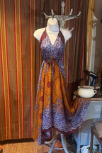 Boho Long printed Dress, Hippie Dress, Open back Dress, Bohemian Festival Ethnic Dress, Boho Dress, Beach Halter Ruffle Boho Gypsy Dress