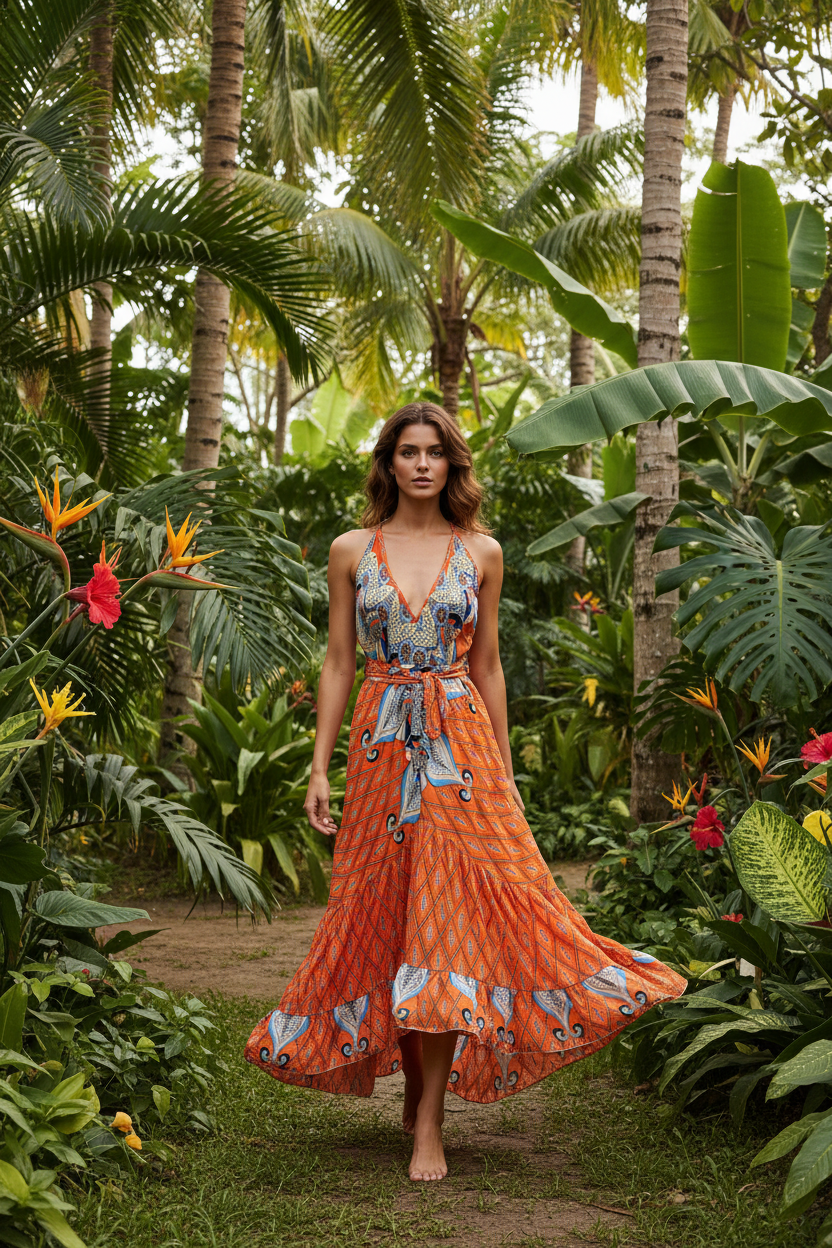 Ethnic, Gypsy, Hippie, Festival, Ruffle dress, additional view 4 from Ariel La Boutique