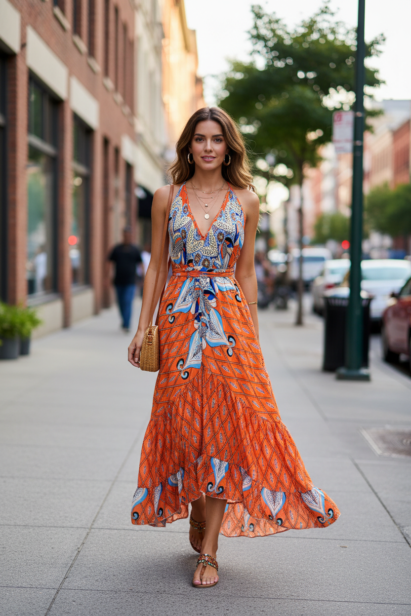 Ethnic, Gypsy, Hippie, Festival, Ruffle dress, alternate view from Ariel La Boutique