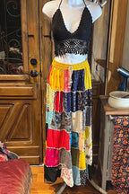 Boho long Skirt, Patchwork Long Maxi Skirt, Bohemian Boho Chic Festival Skirt, Ethnic Hippie Summer One Size Feminine Long Skirt, Boho SkIrt
