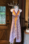 Boho Silk Dress, Bohemian Halter, Dress Ethnic Beach Dress, Festival Dress, Hippie Dress, Vintage Recycled Silk Dress, Boho Chic Gypsy Dress