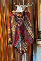 Festival Hooded Poncho: Unisex Boho Woven Wool Blend