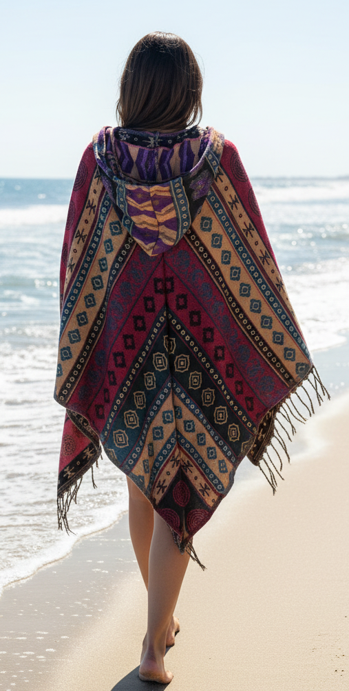 Wool, Festival, Boho, Woven poncho, additional view 5 from Ariel La Boutique