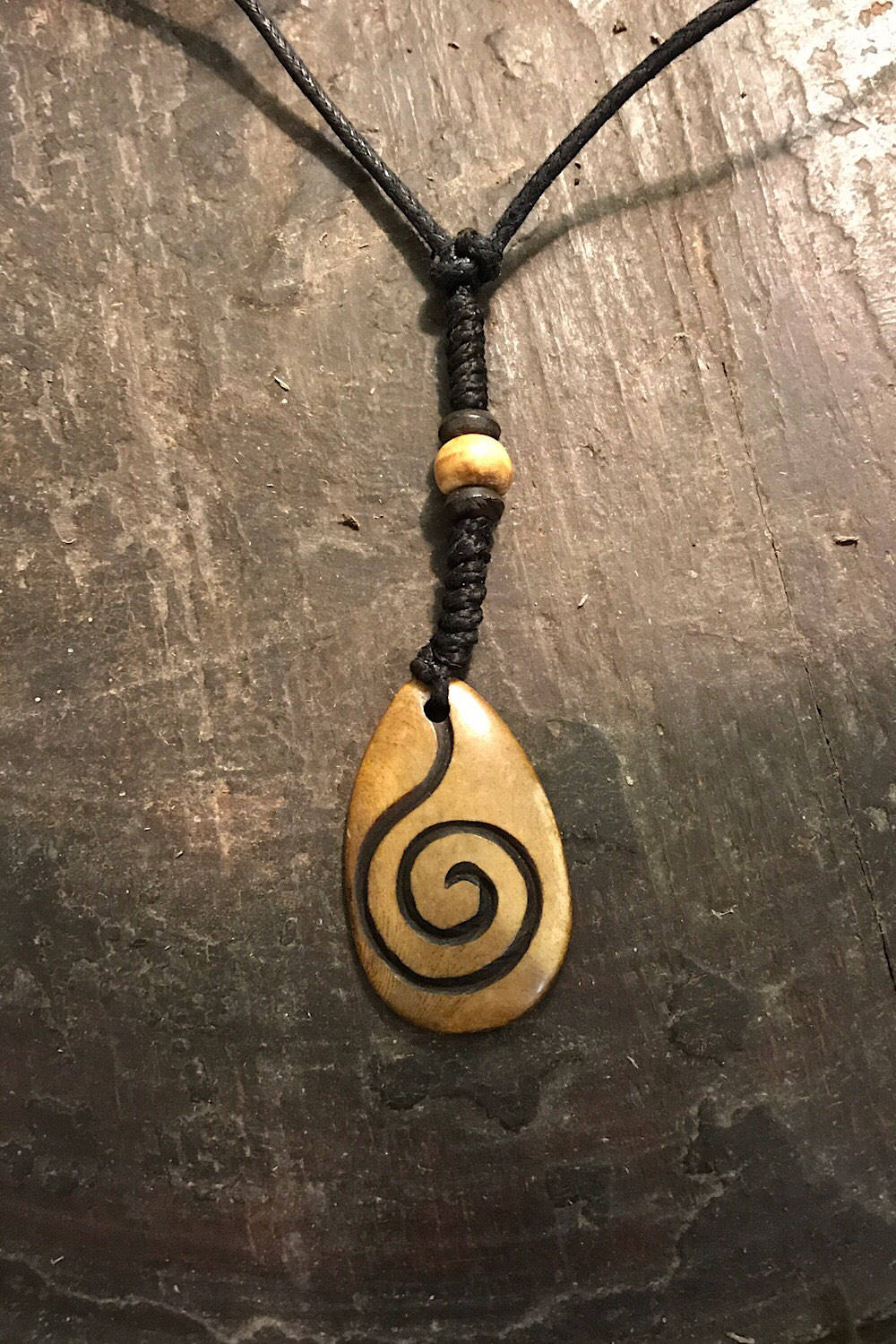 Carved Bone Pendant Necklace/ Chakra Necklace/ BoHo Bone Necklace/ Mantra Pendant/ Festival Jewelry/ Bone Pendant/ Spiritual Jewelry Gifts
