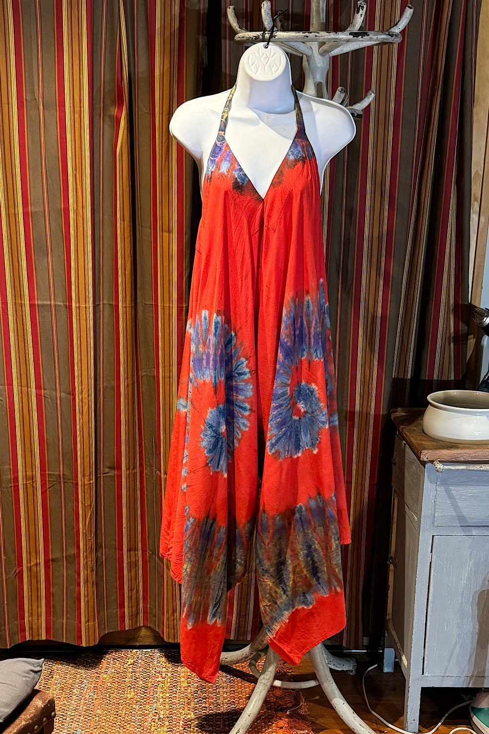 Boho Tie Dye Jumpsuit, Bohemian Clothing, Boho jumpsuit Harem Pants, Loose Yoga  Festival Pants, Wide Leg Women Festival Pants, Hippie Pants