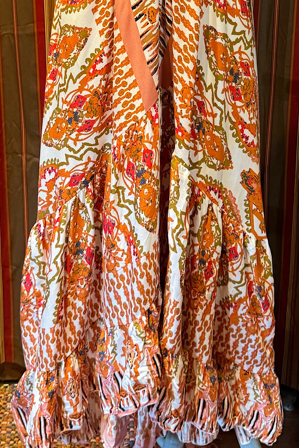 Boho Ruffle Long Dress, Hippie Dress, Open back Dress, Bohemian Festival Ethnic Dress, Boho Chic Dress, Beach Halter Ruffle Gypsy Dress