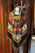 Festival Hooded Poncho: Unisex Boho Woven Wool Blend
