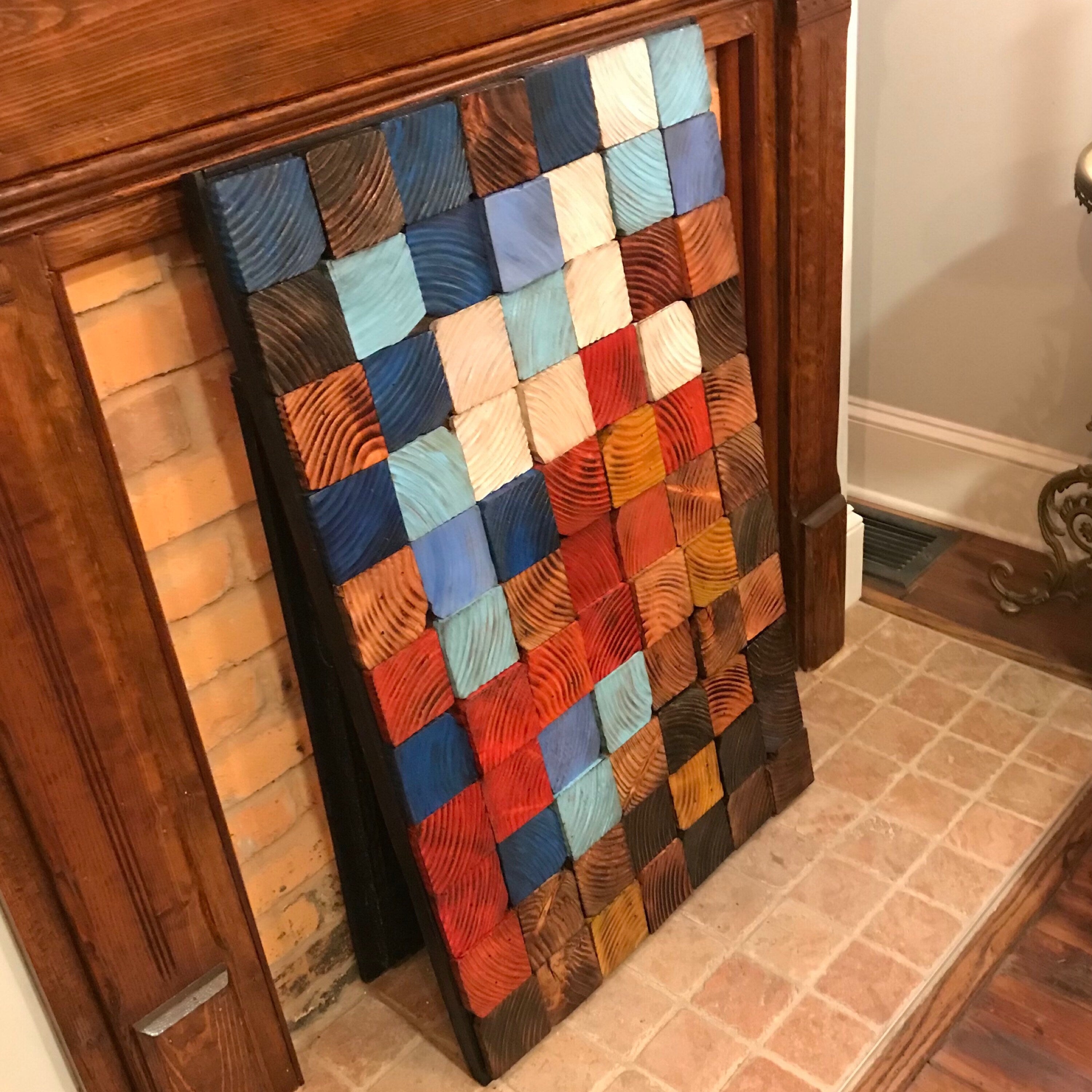 Wall Modern Large Reclaimed Wood Art Decor, Rustic Mix Media, Sculpture Geometric Abstract County Cabin 3d Mosaic Farmhouse Coastal Wall Art