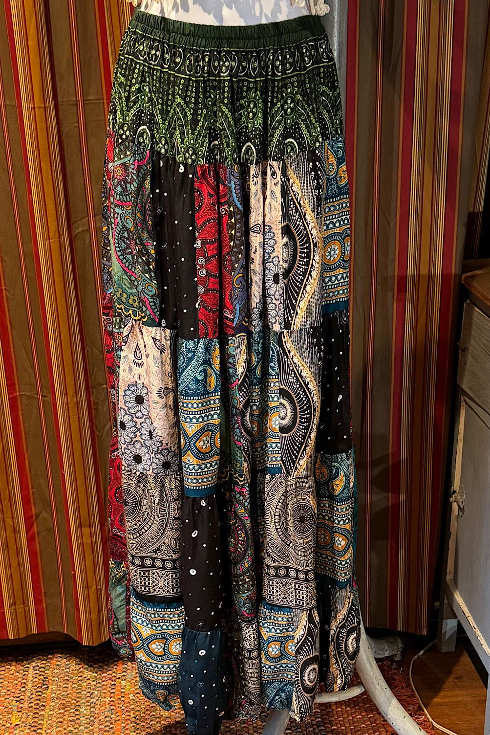 Boho long Skirt, Patchwork Long Maxi Skirt, Bohemian Boho Chic Festival Skirt, Ethnic Hippie Summer One Size Feminine Long Skirt, Boho SkIrt