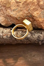 Tiger’s Eye Rough Gemstone Ring, Brass Ring, Adjustable Boho Ring, Tribal Jewelry, Gypsy Rings, Crystal Stone Ring, Statement Spiritual Ring