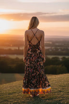 Boho Halter Maxi Dress: Ruffle Rayon Bohemian Festival Dress