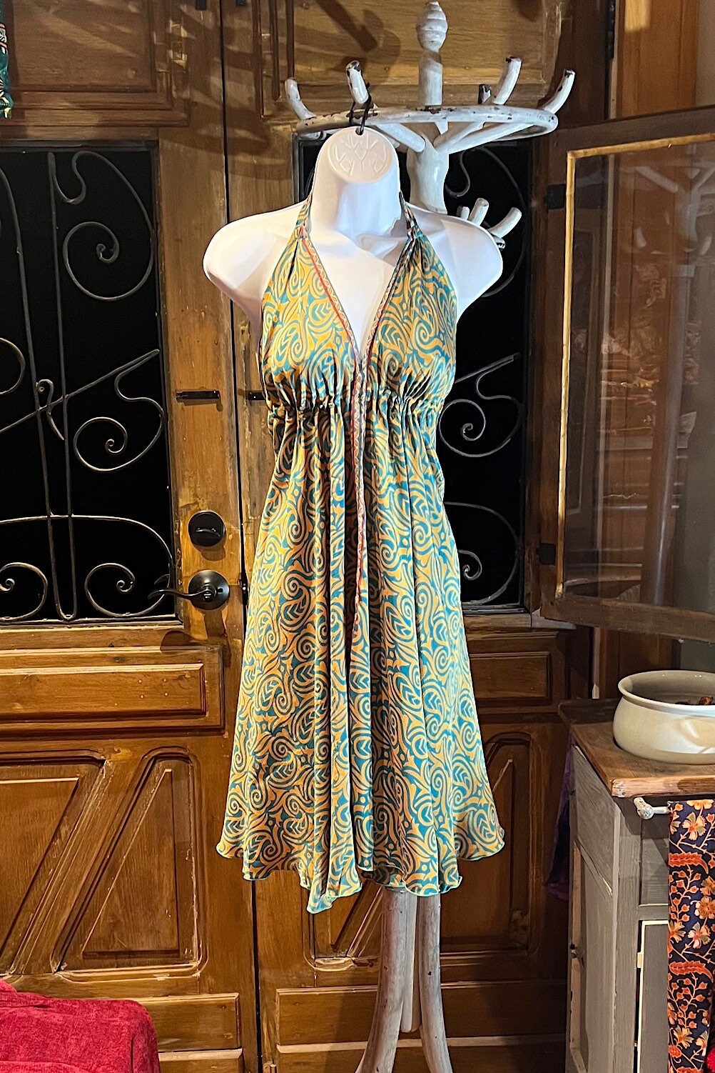 Boho Festival Dress, Bohemian Silk Dress, Ethnic Beach Short Dress, Festival Dress, Hippie Dress, Women Vintage Silk Boho Chic Gypsy Dress