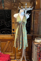 Boho Festival Dress, Bohemian Silk Dress, Ethnic Beach Short Dress, Festival Dress, Hippie Dress, Women Vintage Silk Boho Chic Gypsy Dress