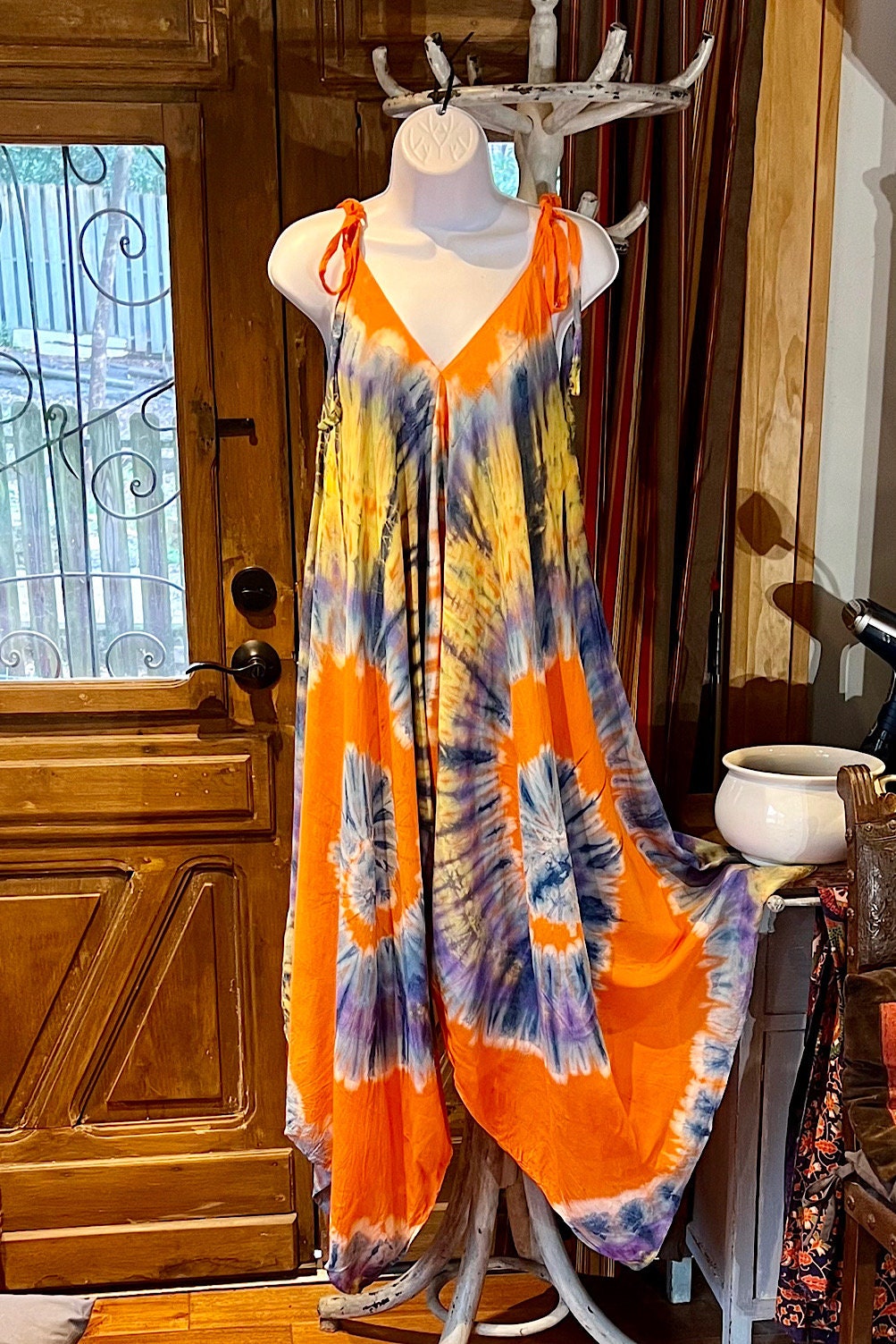 Boho Tie Dye Jumpsuit, Bohemian Clothing, Boho jumpsuit Harem Pants, Loose Yoga  Festival Pants, Wide Leg Women Festival Pants, Hippie Pants