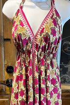Boho Silk Dress, Bohemian Halter, Dress Ethnic Beach Dress, Festival Dress, Hippie Dress, Vintage Recycled Silk Dress, Boho Chic Gypsy Dress