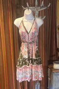 Boho Ruffle Dress, Hippie Dress, Open back Dress, Bohemian Festival Ethnic Dress, Boho Dress, Beach Halter Ruffle Dress Gypsy Boho Dress