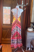Boho Halter Maxi Dress: Ruffle Rayon Bohemian Festival Dress