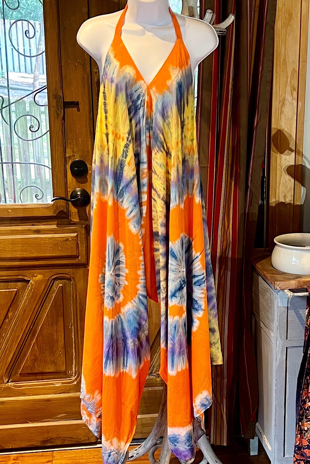 Boho Tie Dye Jumpsuit, Bohemian Clothing, Boho jumpsuit Harem Pants, Loose Yoga  Festival Pants, Wide Leg Women Festival Pants, Hippie Pants