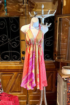 Boho Festival Dress, Bohemian Silk Dress, Ethnic Beach Short Dress, Festival Dress, Hippie Dress, Women Vintage Silk Boho Chic Gypsy Dress