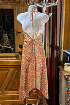 Boho Silk Dress, Bohemian Halter, Dress Ethnic Beach Dress, Festival Dress, Hippie Dress, Vintage Recycled Silk Dress, Boho Chic Gypsy Dress