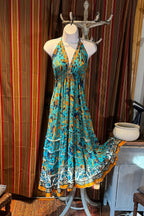 Boho Long Ruffle Dress, Hippie Dress, Open back Dress, Bohemian Festival Ethnic Dress, Boho Dress, Beach Halter Ruffle Boho Gypsy Dress