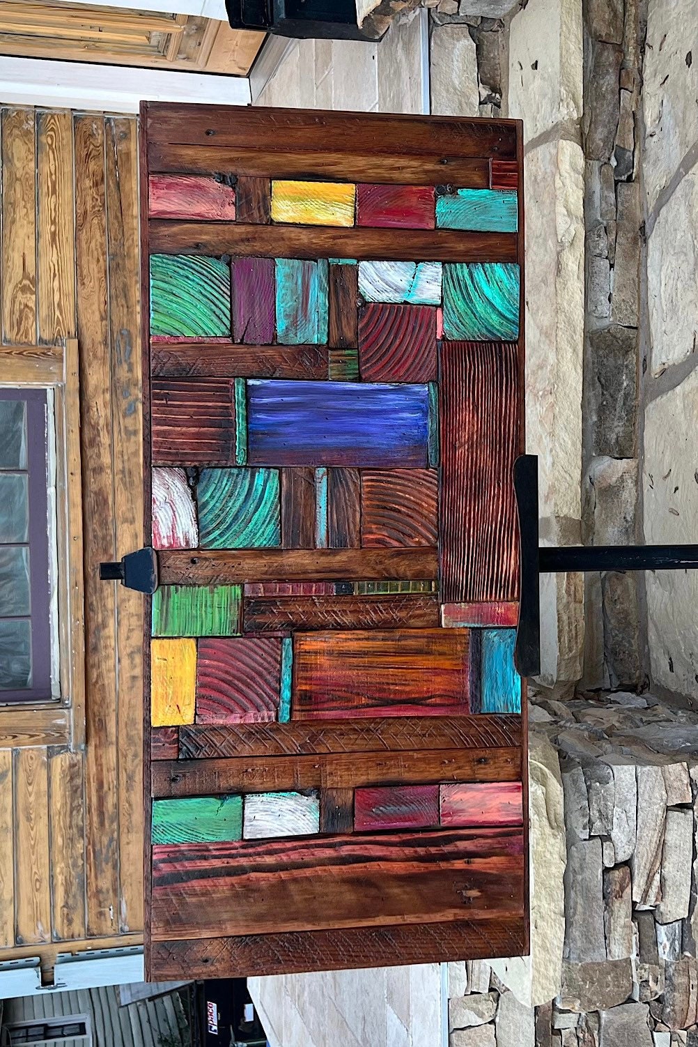Wall Reclaimed Wood Art Decor, modern large Rustic Mix Media, Sculpture Geometric Abstract County Cabin 3d Mosaic Farmhouse Coastal Wall Art