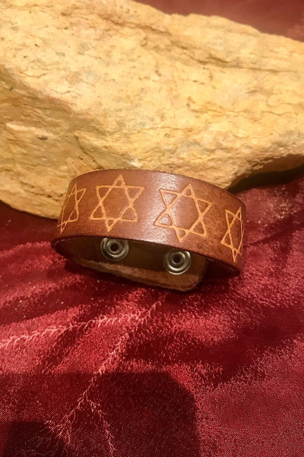 Leather Star Of David Bracelet, Support Israel Kabbalah Magen David Bracelet, Jewish Leather Bracelet,Spiritual Jewish Leather Bracelet