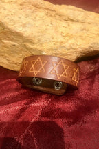 Leather Star Of David Bracelet, Support Israel Kabbalah Magen David Bracelet, Jewish Leather Bracelet,Spiritual Jewish Leather Bracelet