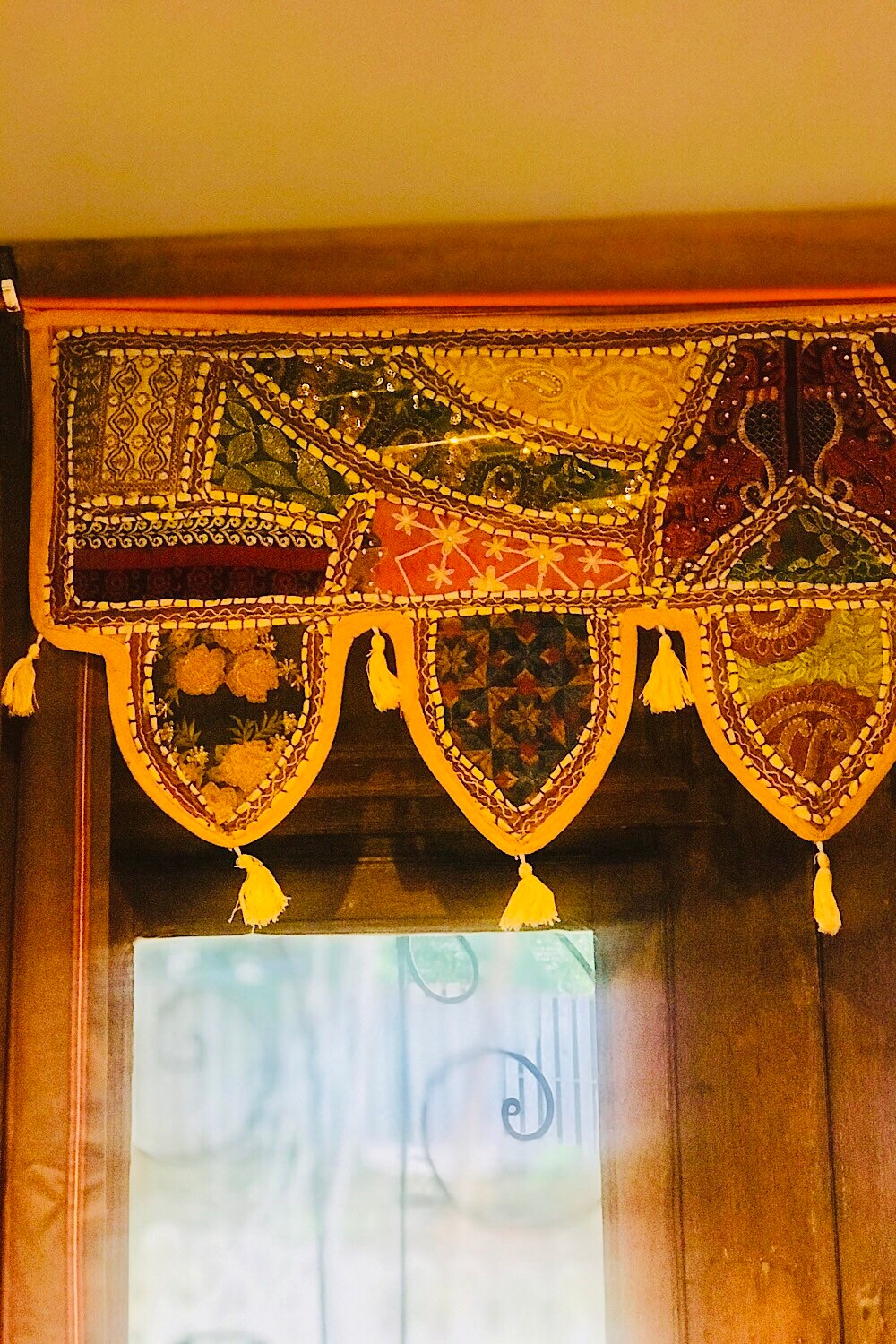 Door Toran Festival Bohemian Colorful Yellow Wall Hanging, Cotton Boho Toran Tapestry, Window Hanging, Door Hanging