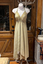 Boho Silk Dress, Bohemian Halter, Dress Ethnic Beach Dress, Festival Dress, Hippie Dress, Vintage Recycled Silk Dress, Boho Chic Gypsy Dress