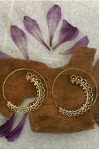 Spiral Brass Earrings/ Bucklace d'oreille Laiton Lotus/ Boho Earrings/ Tribal Jewelry/ Gypsy Hoop Earrings/ Ethnic Earrings/ Laboho