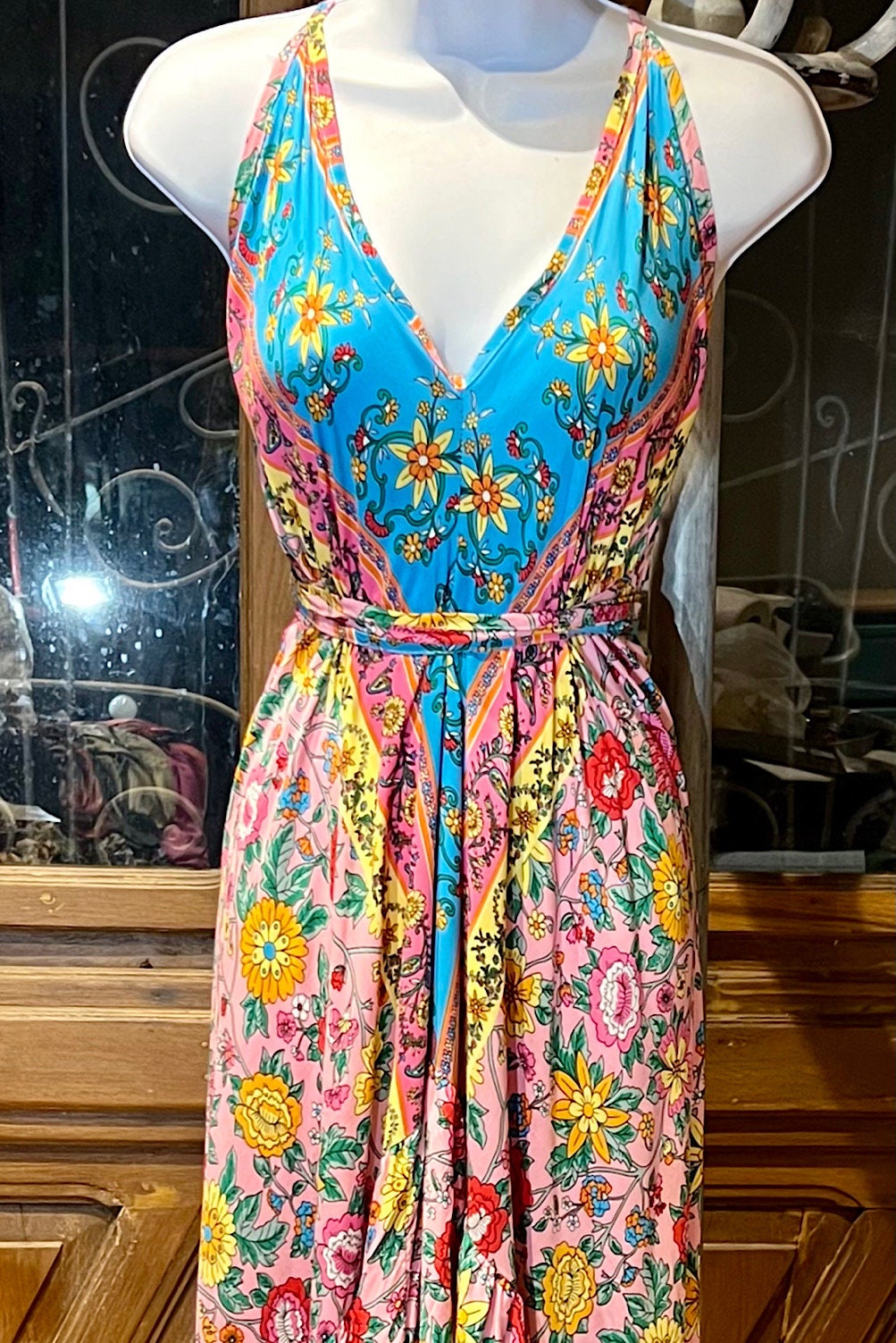 Boho Ruffle Long Dress, Hippie Dress, Open back Dress, Bohemian Festival Ethnic Dress, Boho Chic Dress, Beach Halter Ruffle Gypsy Dress