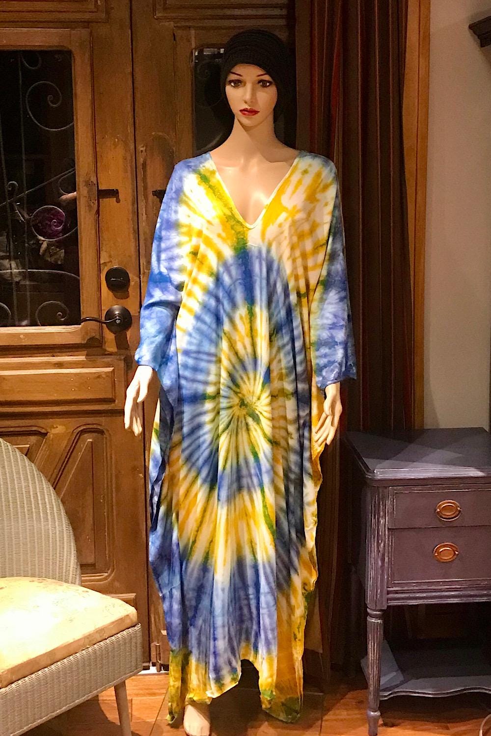 Kaftan Tie Dye Dress, Boho Kaftan kimono Dress, Hippie Kaftan Dress, Bohemian Festival Ethnic Kaftan, Boho Gypsy Dress, Beach Kimono Dress