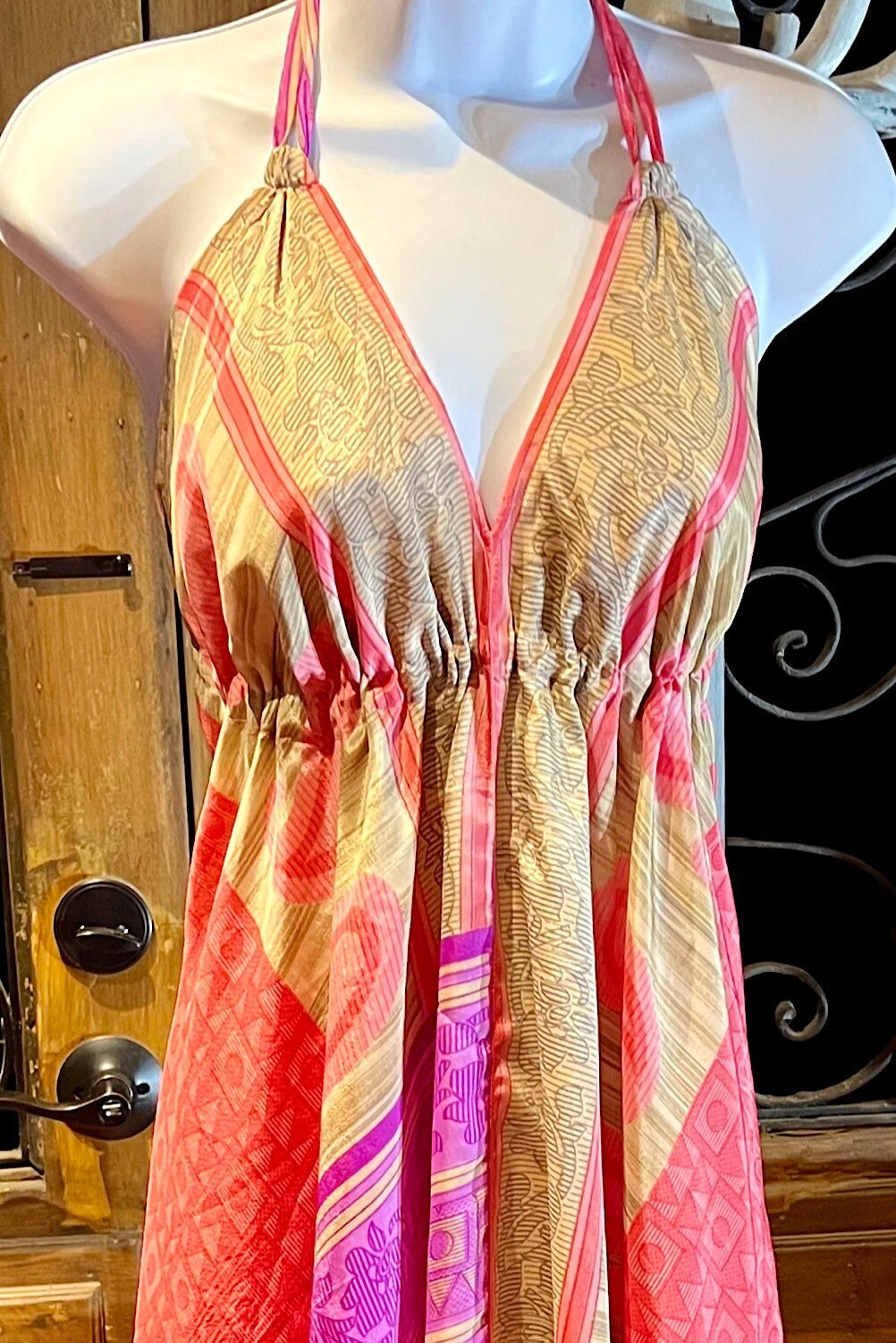 Boho Festival Dress, Bohemian Silk Dress, Ethnic Beach Short Dress, Festival Dress, Hippie Dress, Women Vintage Silk Boho Chic Gypsy Dress