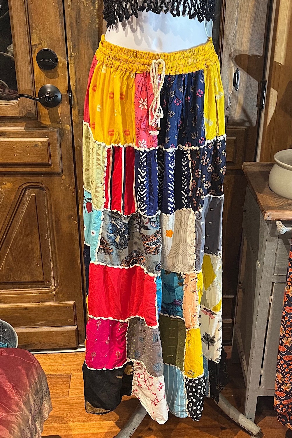 Boho long Skirt, Patchwork Long Maxi Skirt, Bohemian Boho Chic Festival Skirt, Ethnic Hippie Summer One Size Feminine Long Skirt, Boho SkIrt