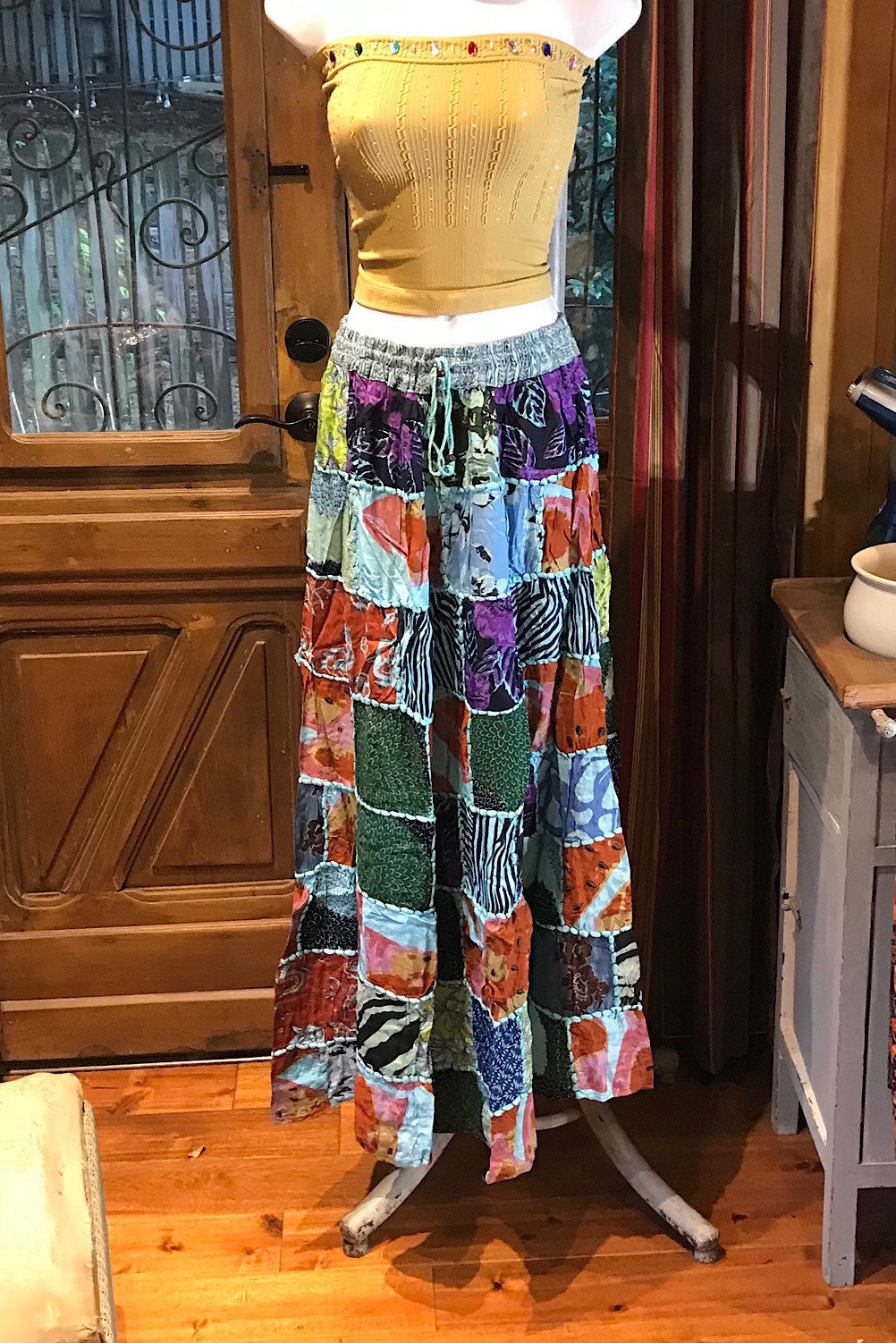 Boho long Skirt, Patchwork Long Maxi Skirt, Bohemian Boho Chic Festival Skirt, Ethnic Hippie Summer One Size Feminine Long Skirt, Boho SkIrt
