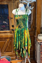 Bohemian Dress,  Tie Dye Vintage Sari Silk Bohemian Boho Chic Festival Ethnic Hippie Summer dress, Gypsy Dress, Fairy Beach Boho Dress,