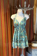Boho Short Ruffle Dress, Hippie Dress, Open back Dress, Bohemian Festival Ethnic Dress, Boho Dress, Beach Halter Ruffle Boho Gypsy Dress