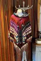 Festival hooded poncho, unisex one size woolen blend Festival Boho Woven, center pocket Hippie Bohemian Ethnic festival Gypsy Poncho