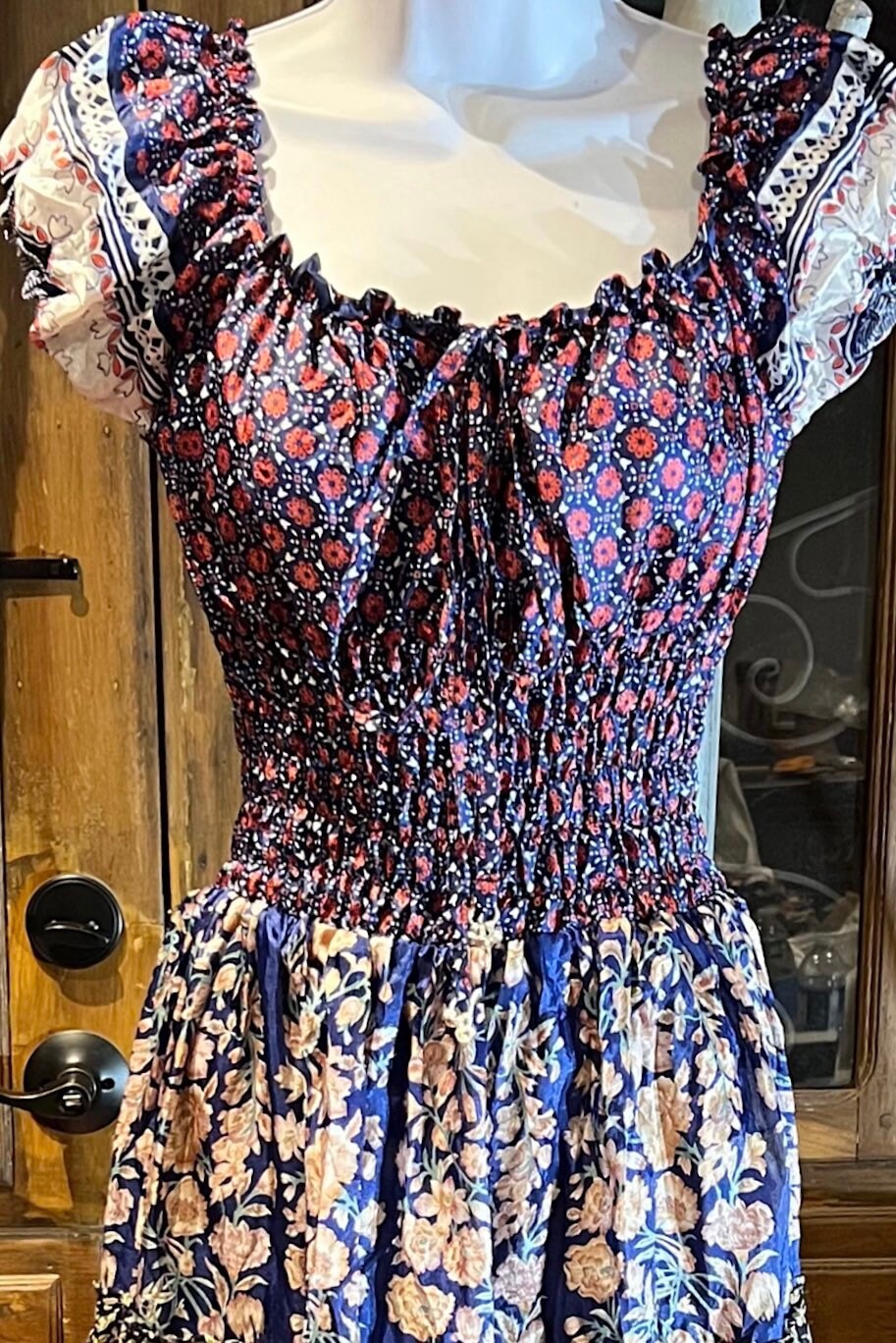 Boho Silk Dress, Vintage Ruffle Short Dress, Hippie Bohemian Dress, Gypsy Boho Dress Festival Dress, Recycled Ethnic Patch work Sari Dress