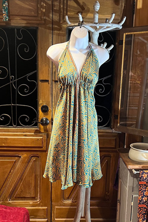 Boho Festival Dress, Bohemian Silk Dress, Ethnic Beach Short Dress, Festival Dress, Hippie Dress, Women Vintage Silk Boho Chic Gypsy Dress
