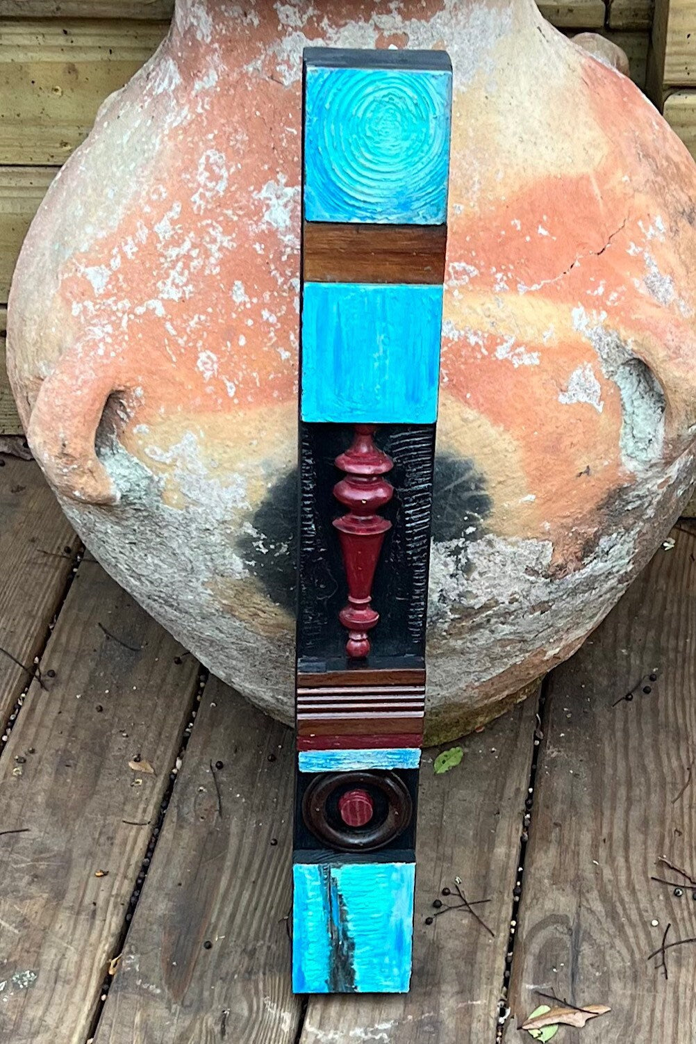 Wall totem Art, Totem Art, Reclaimed Wood Wall modern totem Rustic Mix Media, Sculpture Geometric Abstract County Cabin Farmhouse Beach Art