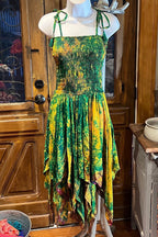 Bohemian Dress,  Tie Dye Vintage Sari Silk Bohemian Boho Chic Festival Ethnic Hippie Summer dress, Gypsy Dress, Fairy Beach Boho Dress,