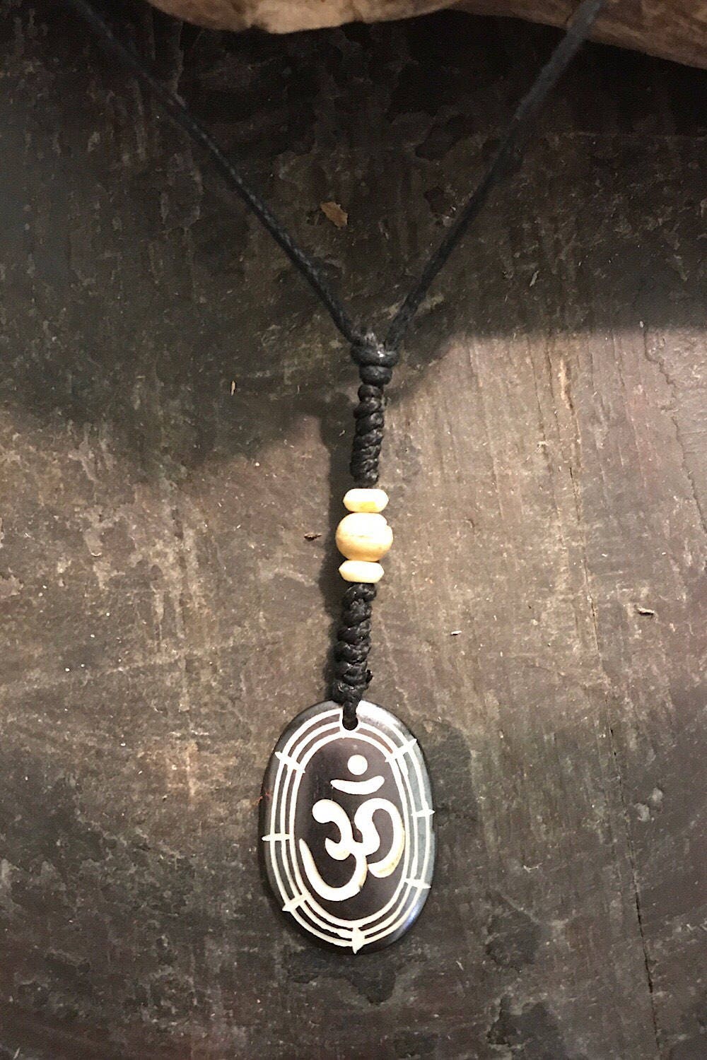 Carved Bone Pendant Necklace/ Chakra Necklace/ BoHo Bone Necklace/ Om Pendant/ Festival Jewelry/ Bone Pendant/ Spiritual Jewelry Gifts